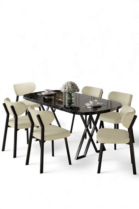 Hanah Home Axton - Mármol negro y crema